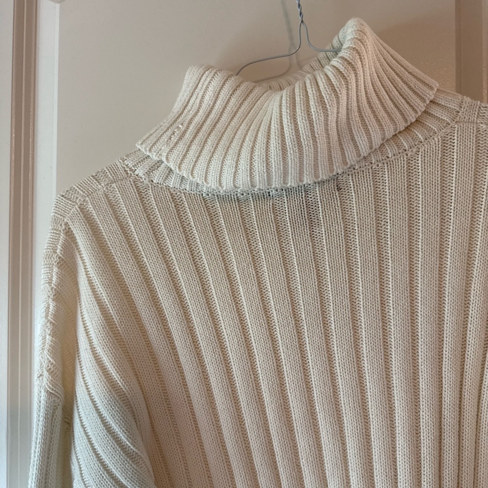 Women's Cream Cropped Turtleneck Sweater - Picture 5 of 5